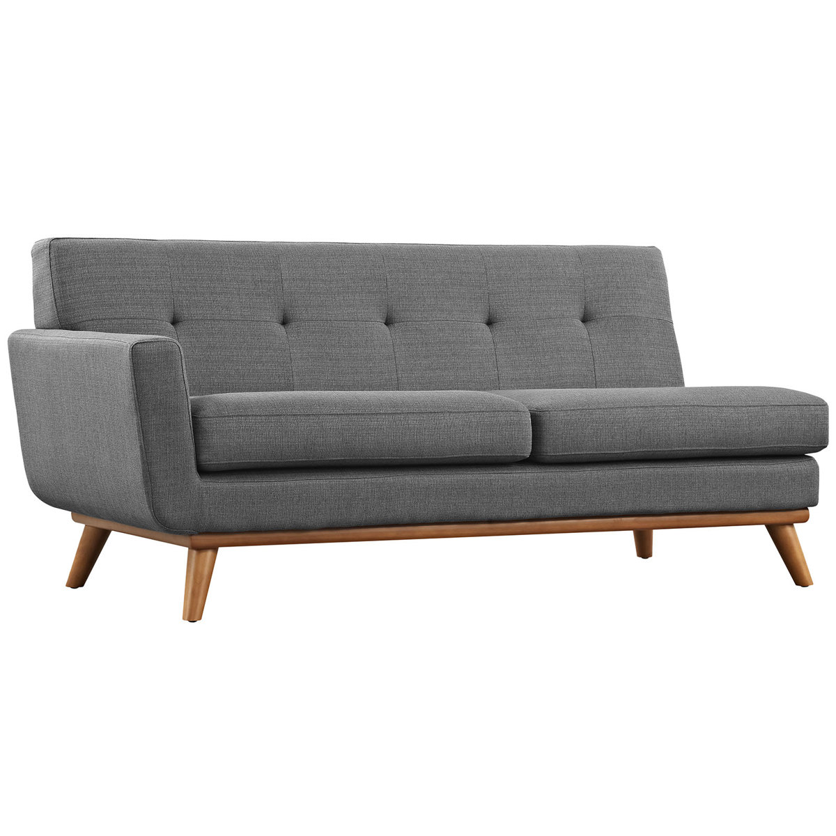 Modway Engage Mid-Century Modern Upholstered Fabric Loveseat in Expectation Gray